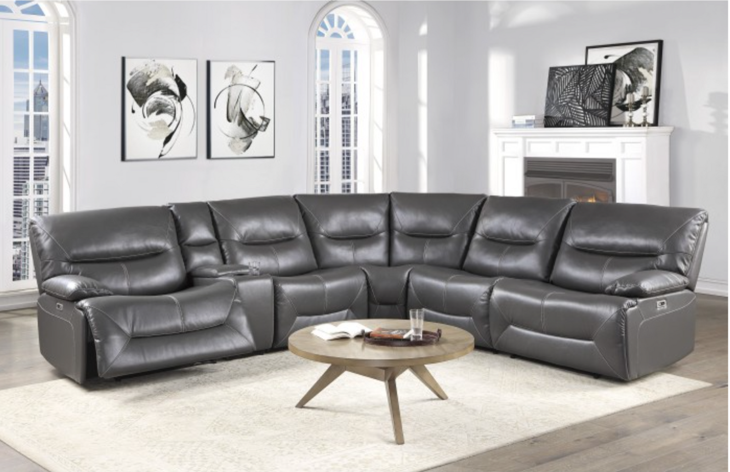 Dyersburg Collection Gray 6-Piece Power Reclining Sectional