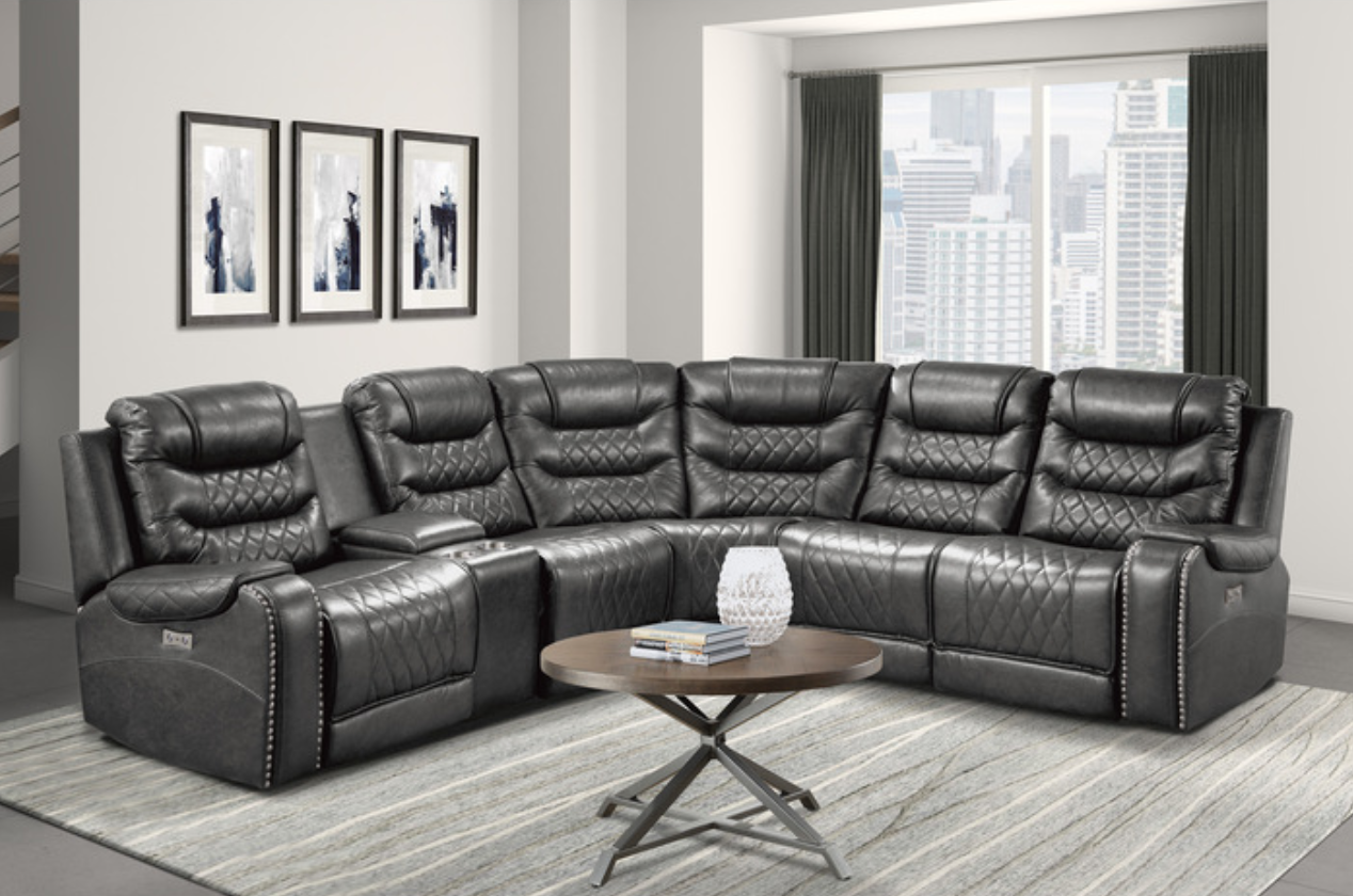 Putnam Collection Gray 6-Piece Modular Power Reclining Sectional