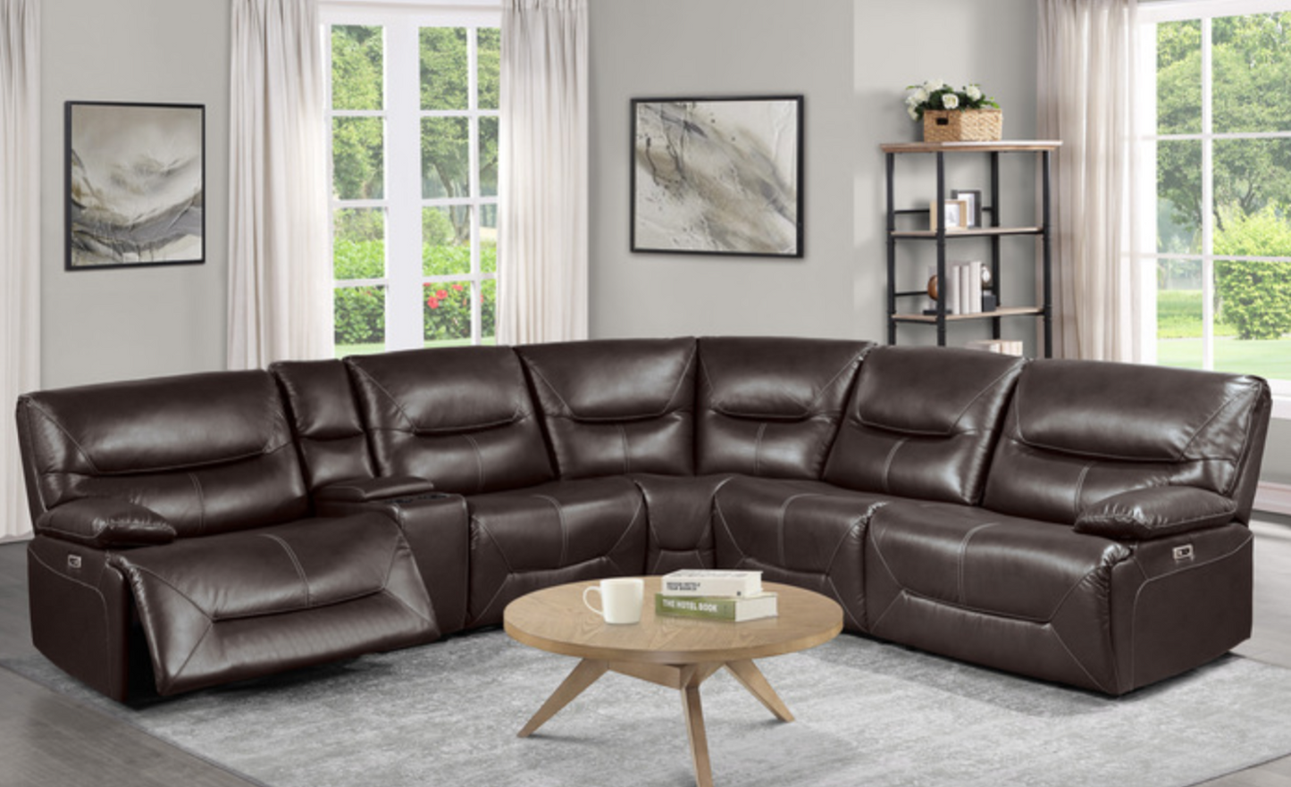 Dyersburg Collection Brown 6-Piece Power Reclining Sectional