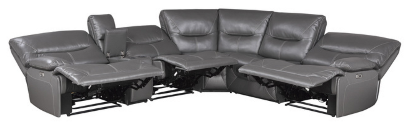 Dyersburg Collection Gray 6-Piece Power Reclining Sectional