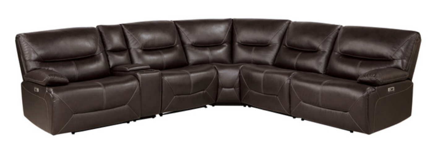Dyersburg Collection Brown 6-Piece Power Reclining Sectional