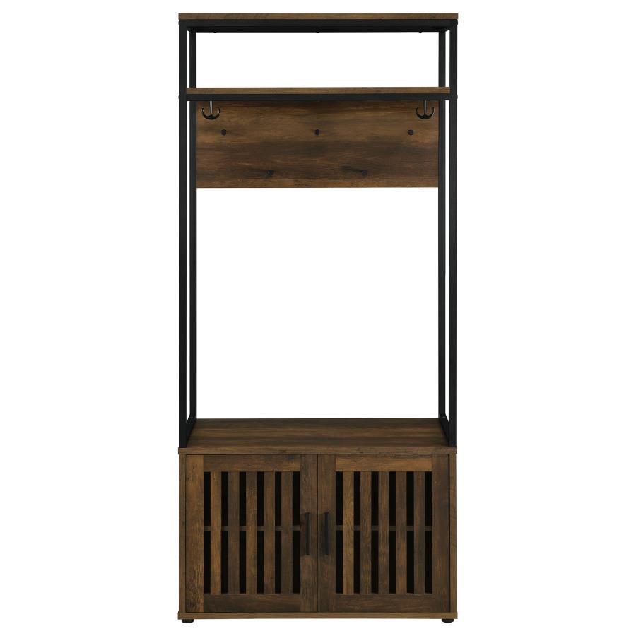 Quincy - 2-Door Engineered Wood Hall Tree - Dark Pine and Black