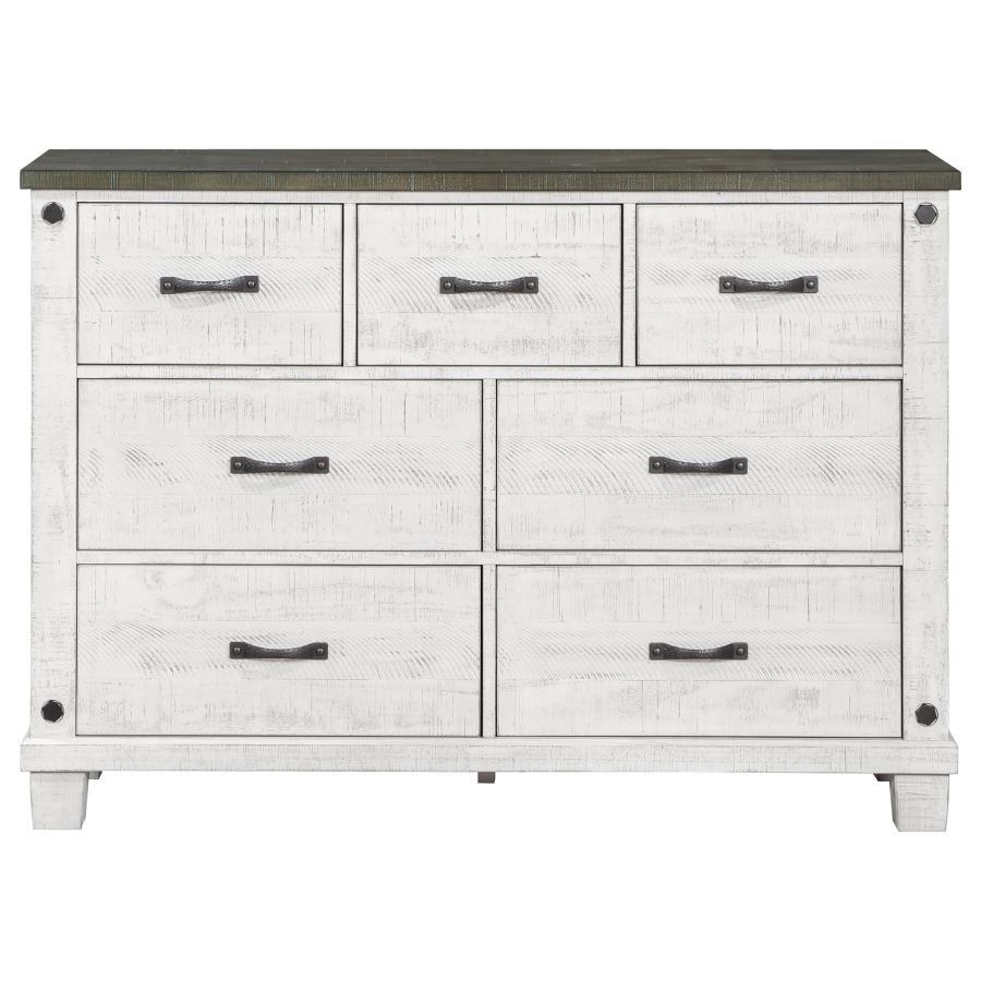 Lilith - 7-Drawer Dresser Distressed - Distressed Grey And White