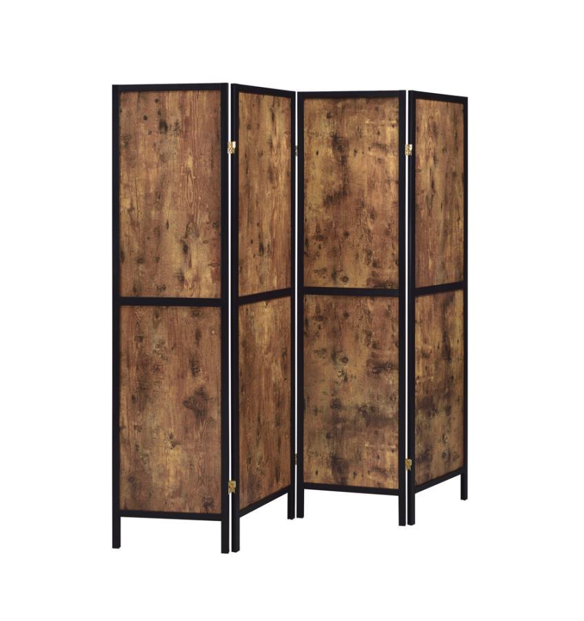 Deepika - 4-Panel Folding Screen - Antique Nutmeg and Black