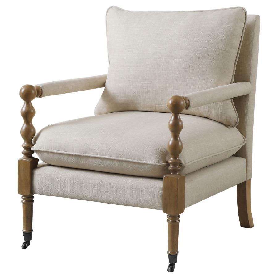 Blanchett - Upholstered Accent Chair With Casters - Beige