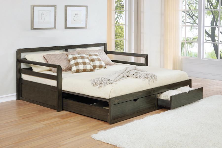 Sorrento - 2-Drawer Twin Daybed With Extension Trundle - Grey