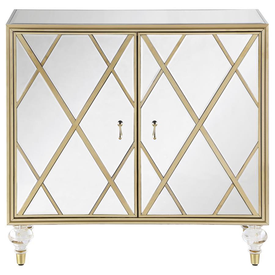 Astilbe - 2-Door Accent Cabinet - Mirror and Champagne