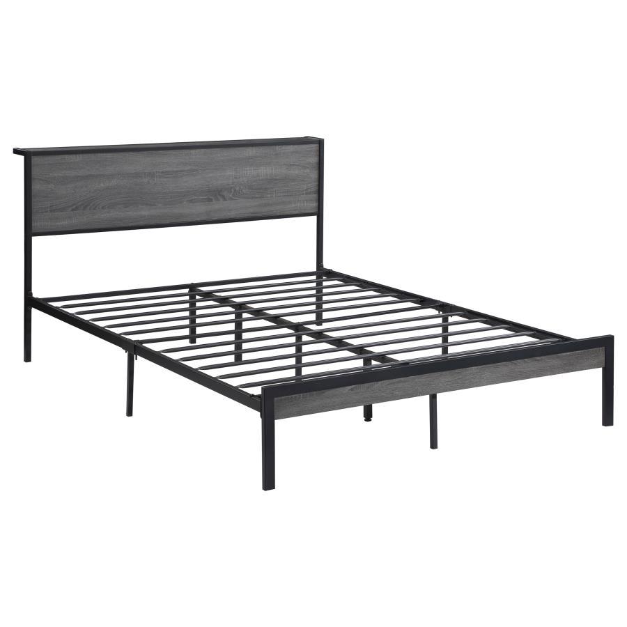 Ricky - Full Platform Bed - Grey And Black