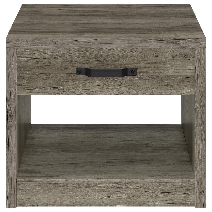 Felix - 1-Drawer Square Engineered Wood End Table - Grey Driftwood