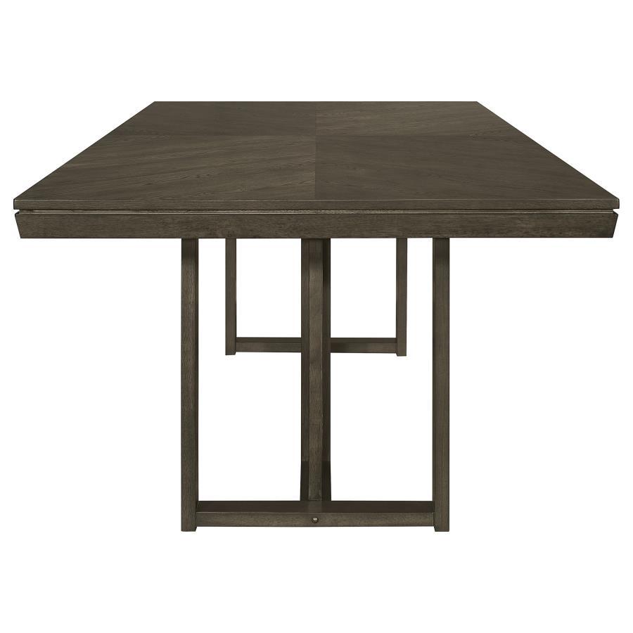 Kelly - 7-Piece Rectangular Dining Table Set - Beige and Dark Grey