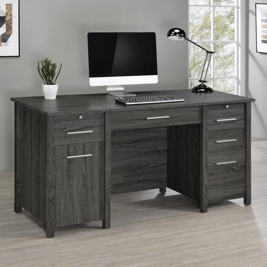 Dylan - 4-Drawer Lift Top Office Desk - Weathered Grey