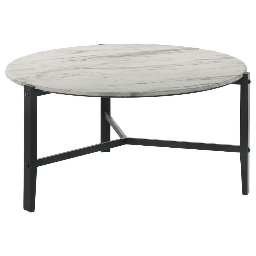 Tandi - Round Coffee Table Faux Marble - White and Black