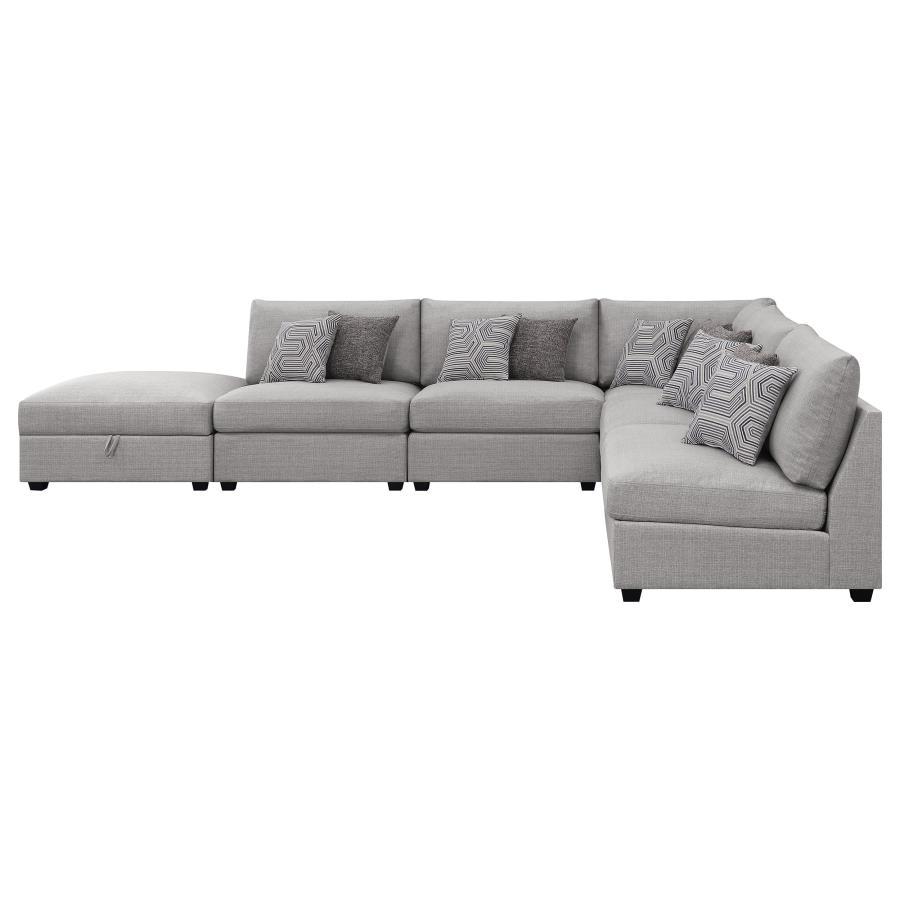 Cambria - 6-Piece Upholstered Modular Sectional - Grey - Fabric