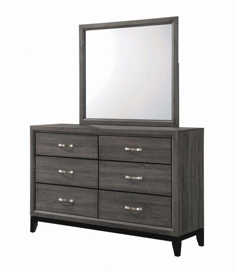 Watson - 6-Drawer Dresser - Grey Oak and Black