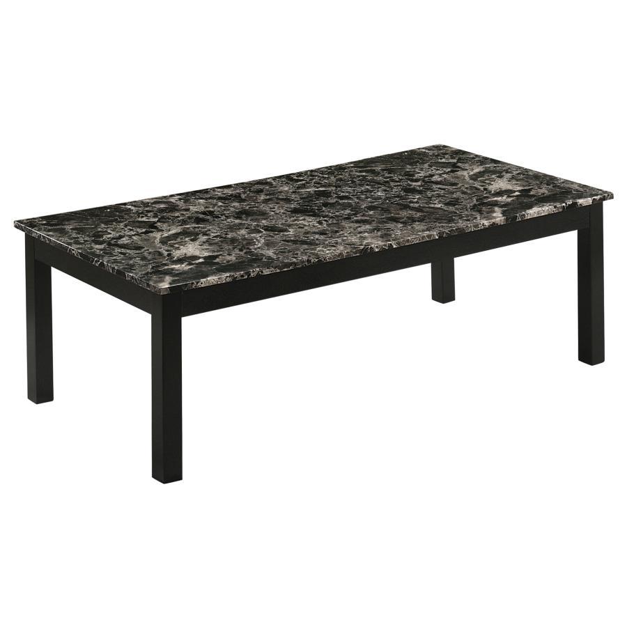 Darius - Faux Marble Rectangle 3-piece Occasional Table Set - Black