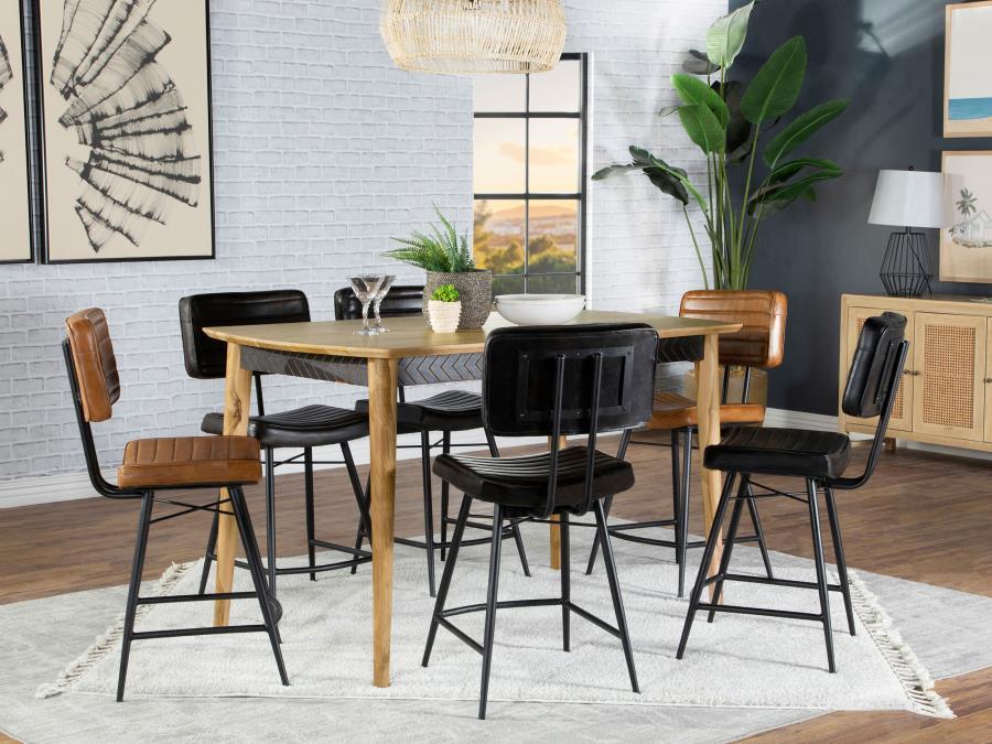 Partridge - 7-Piece Rectangular Counter Height Dining Set - Natural Sheesham