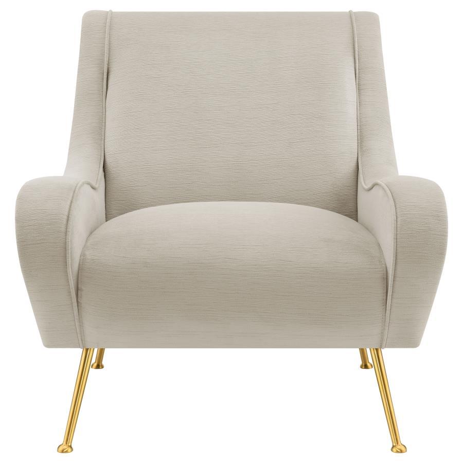 Ricci - Upholstered Saddle Arms Accent Chair - Stone and Gold