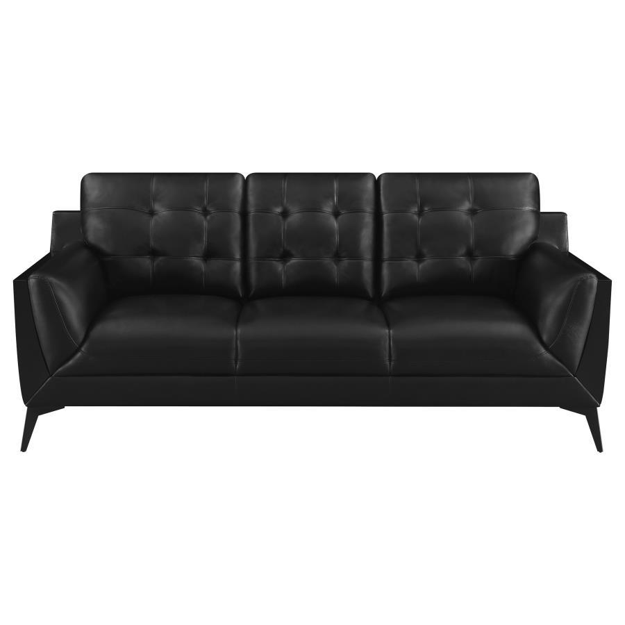 Moira - 3-Piece Upholstered Tufted Living Room Set With Track Arms - Black