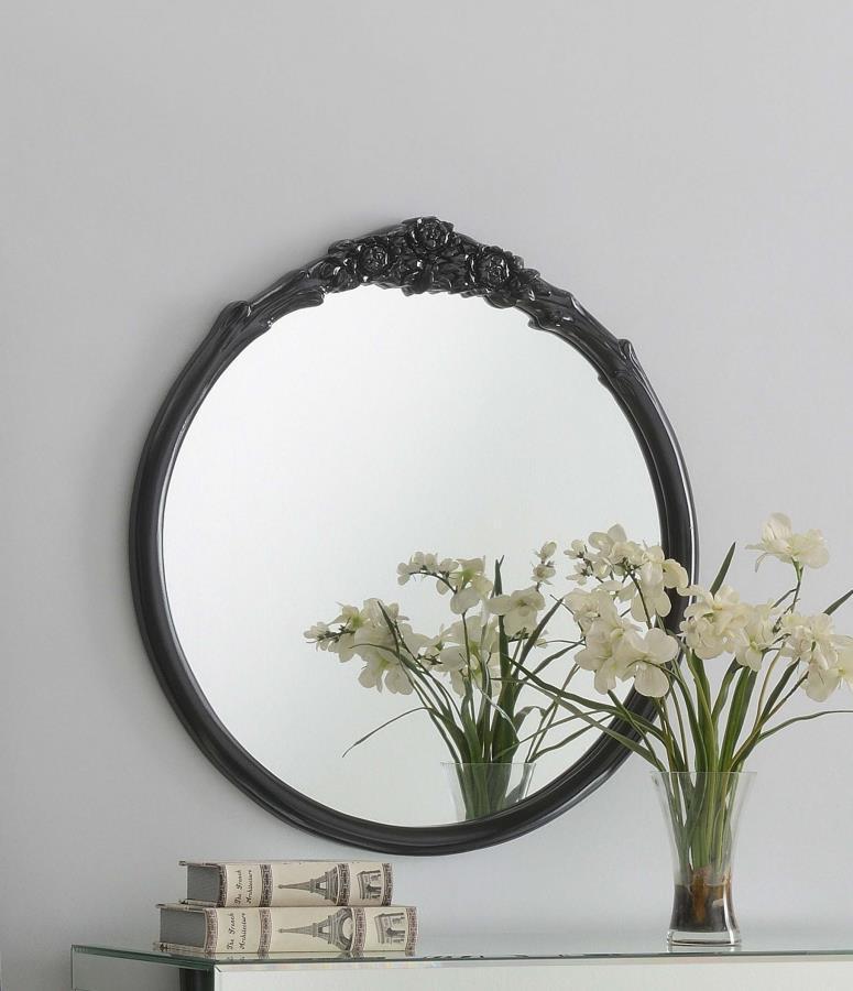 Sylvie - Round Wall Mirror - Black