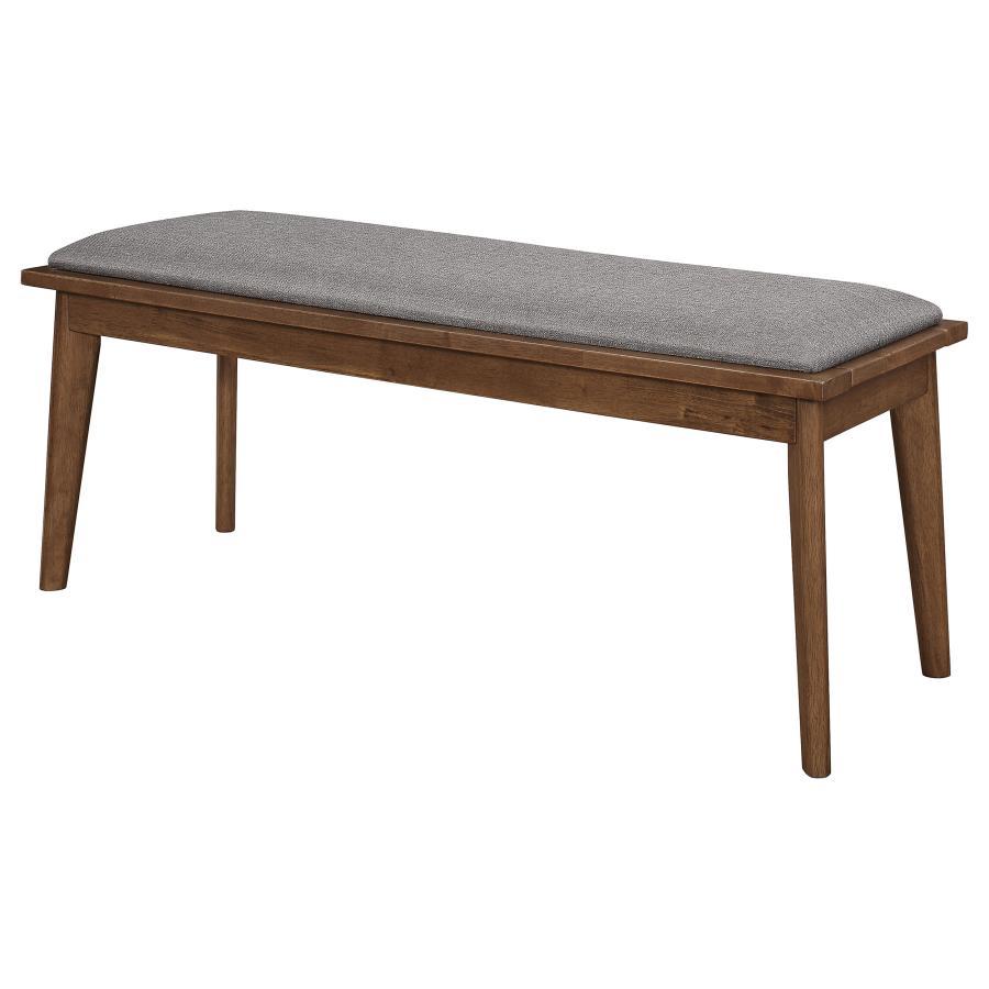 Alfredo - Upholstered Dining Bench - Grey and Natural Walnut