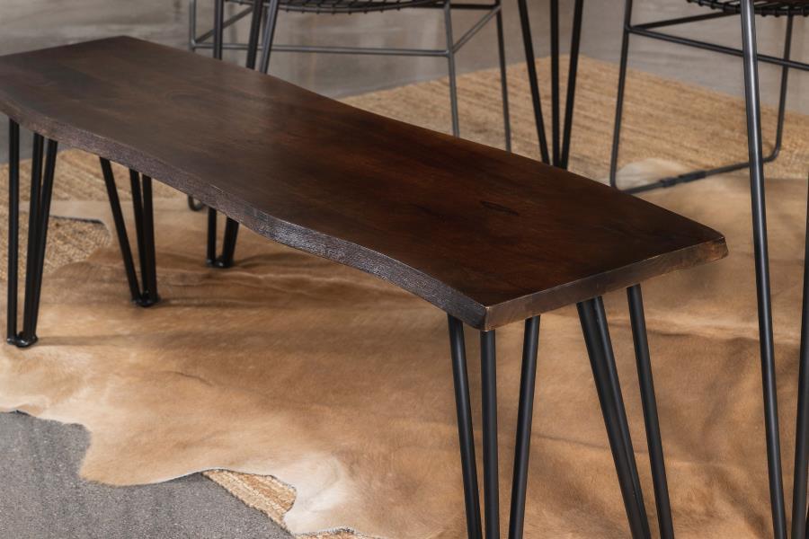 Topeka - Live-Edge Dining Bench - Mango Cocoa and Gunmetal