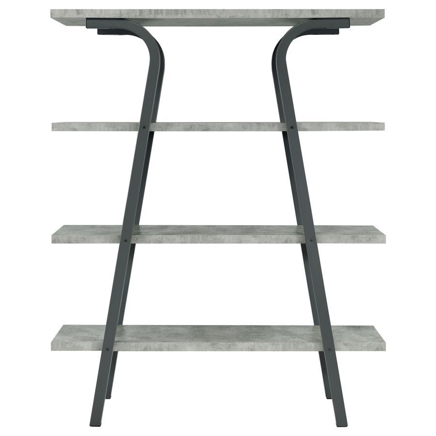 Tatum - 4-Tier Rectangular Bookcase - Cement and Gunmetal