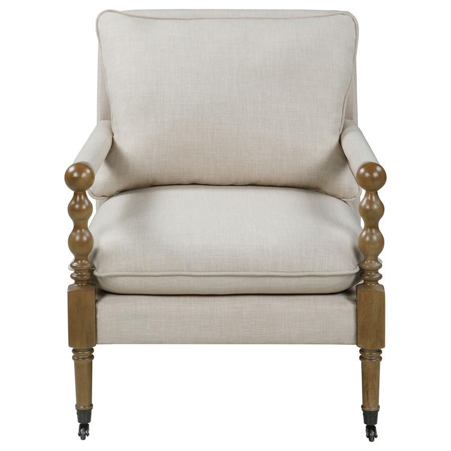 Blanchett - Upholstered Accent Chair With Casters - Beige
