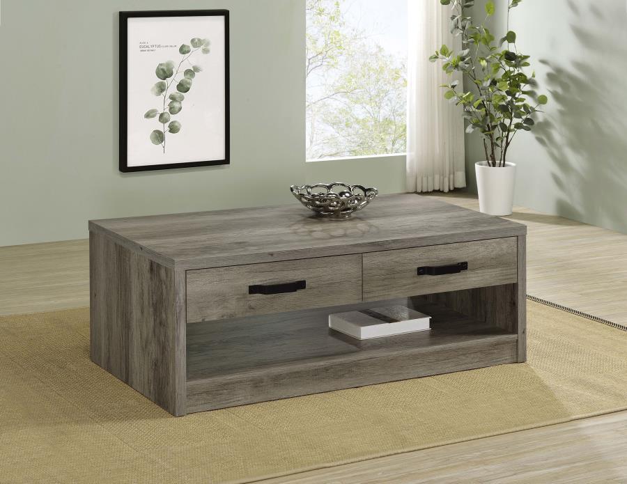 Felix - 2-Drawer Rectangular Engineered Wood Coffee Table - Grey Driftwood