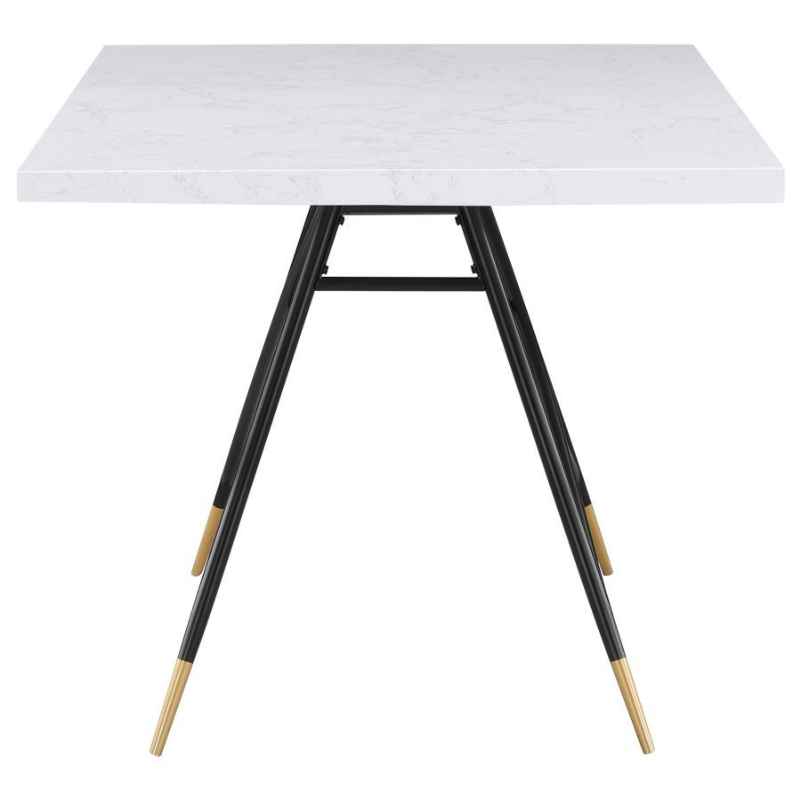 Gabrielle - 5-Piece Marble Top Rectangular Dining Table Set - White and Grey