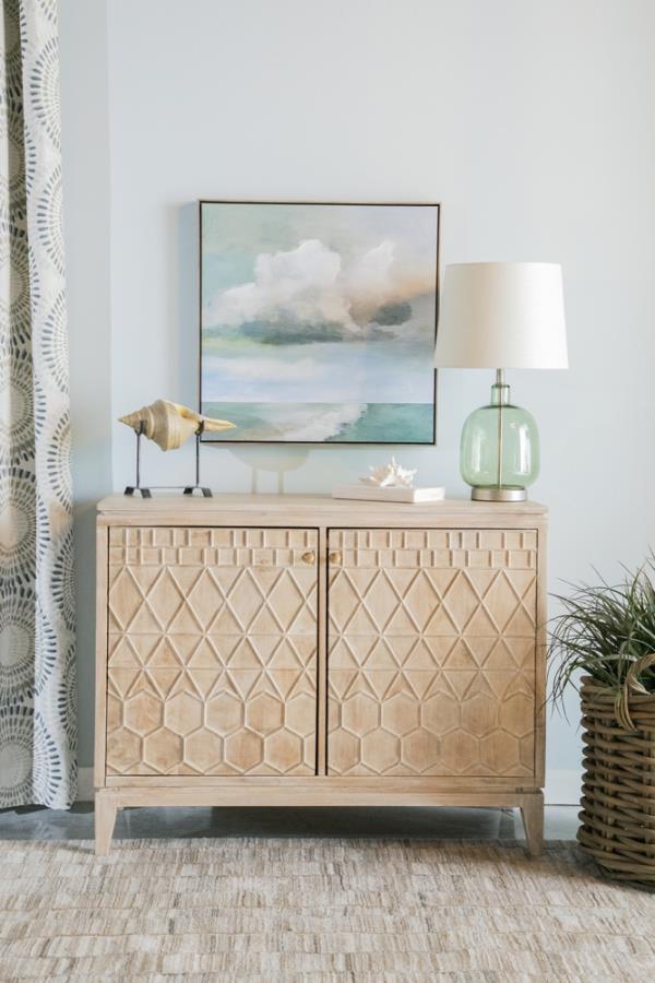 Eberto - 2-Door Geometric Accent Cabinet - White Distressed