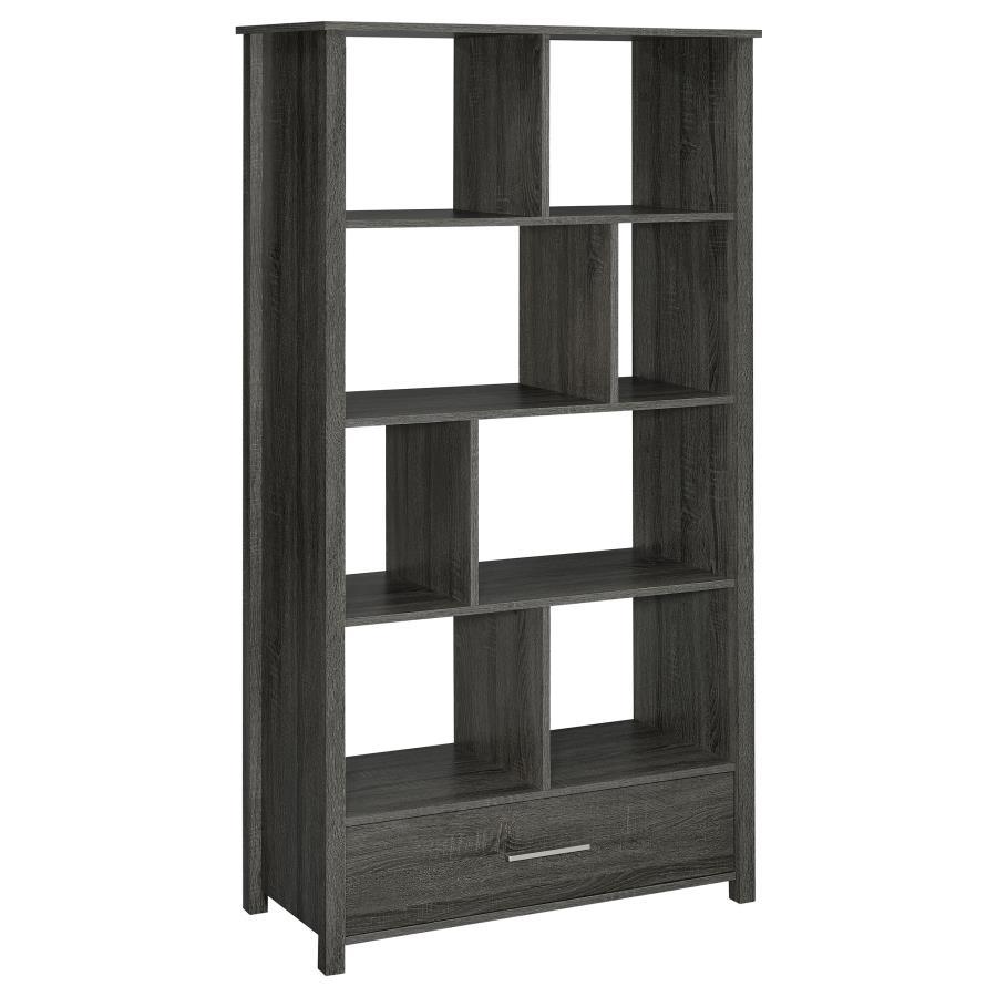 Dylan - Rectangular 8-Shelf Bookcase - Weathered Grey
