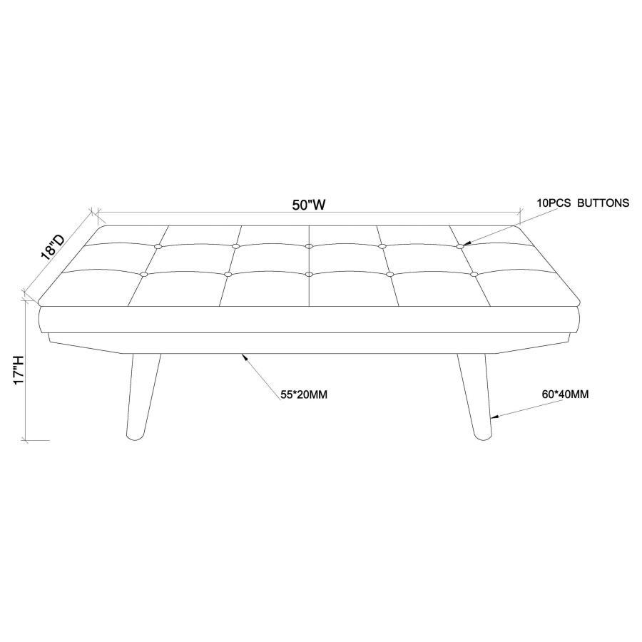 Wilson - Upholstered Tufted Bench - Taupe and Natural