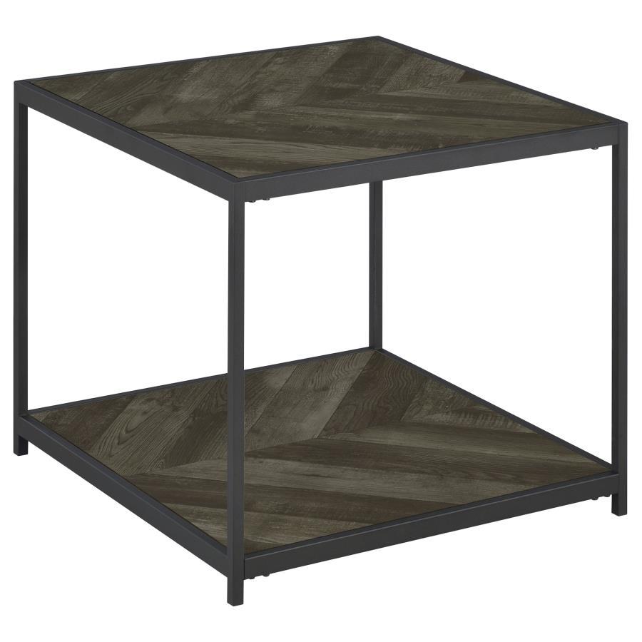 Beckley - Chevron End Table - Rustic Grey Herringbone