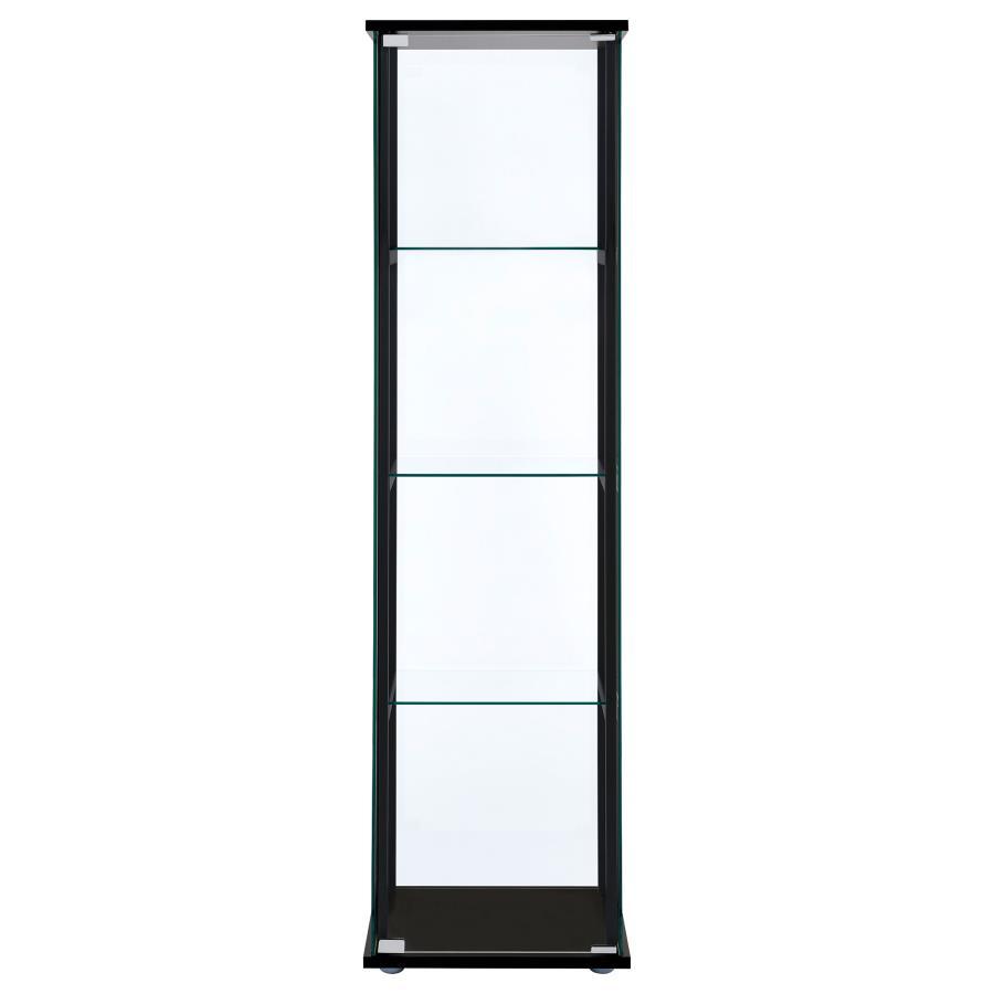 Cyclamen - 4-Shelf Glass Curio Cabinet - Black and Clear