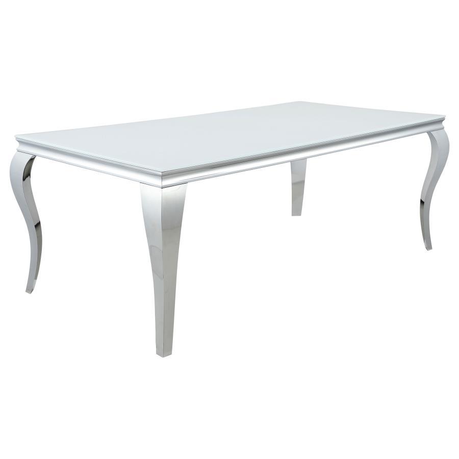 Carone - 5-Piece Rectangular Dining Set (White Table Top) - Teal and Chrome