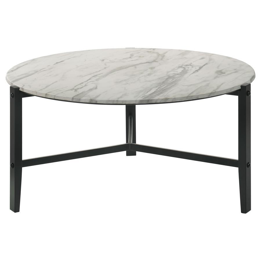 Tandi - Round Coffee Table Faux Marble - White and Black
