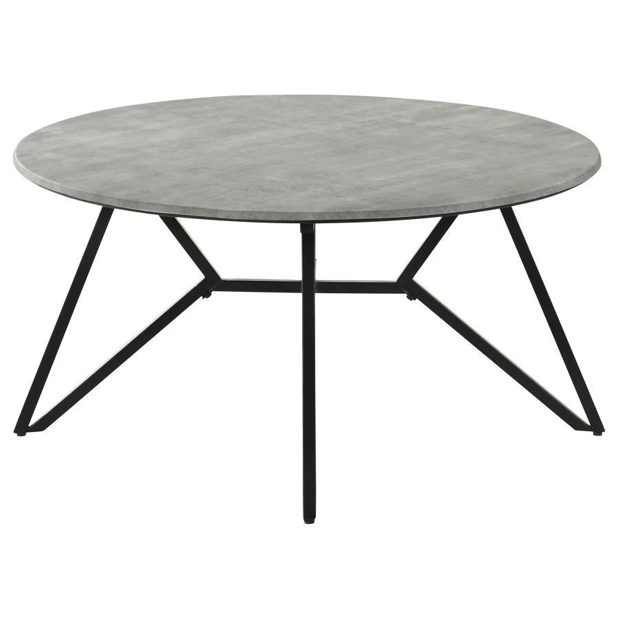 Hadi - Round Coffee Table With Hairpin Legs - Cement and Gunmetal