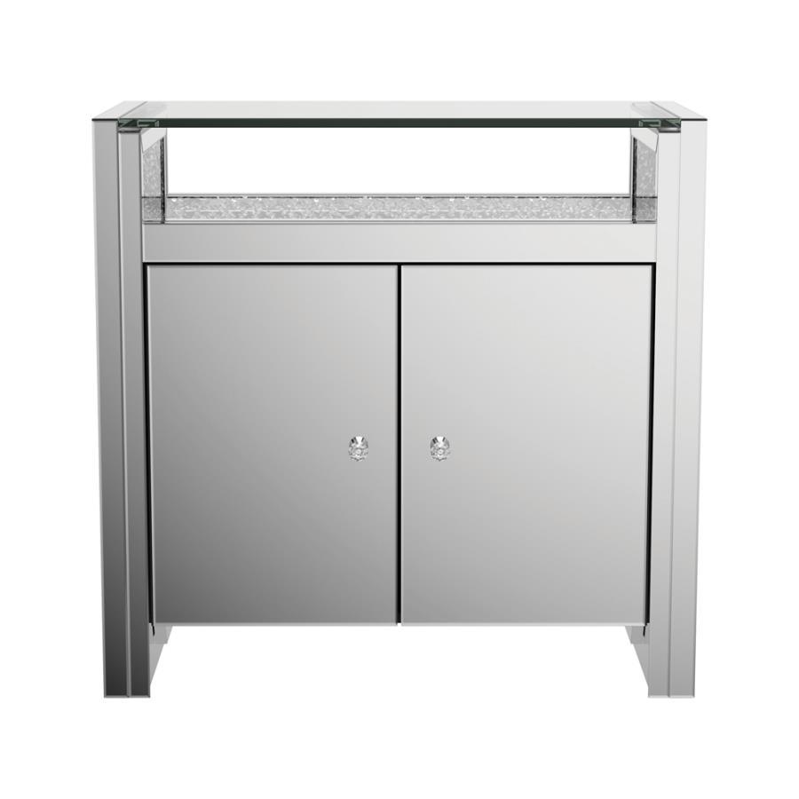 Betsey - 2-Door Accent Cabinet - Clear Mirror and Silver