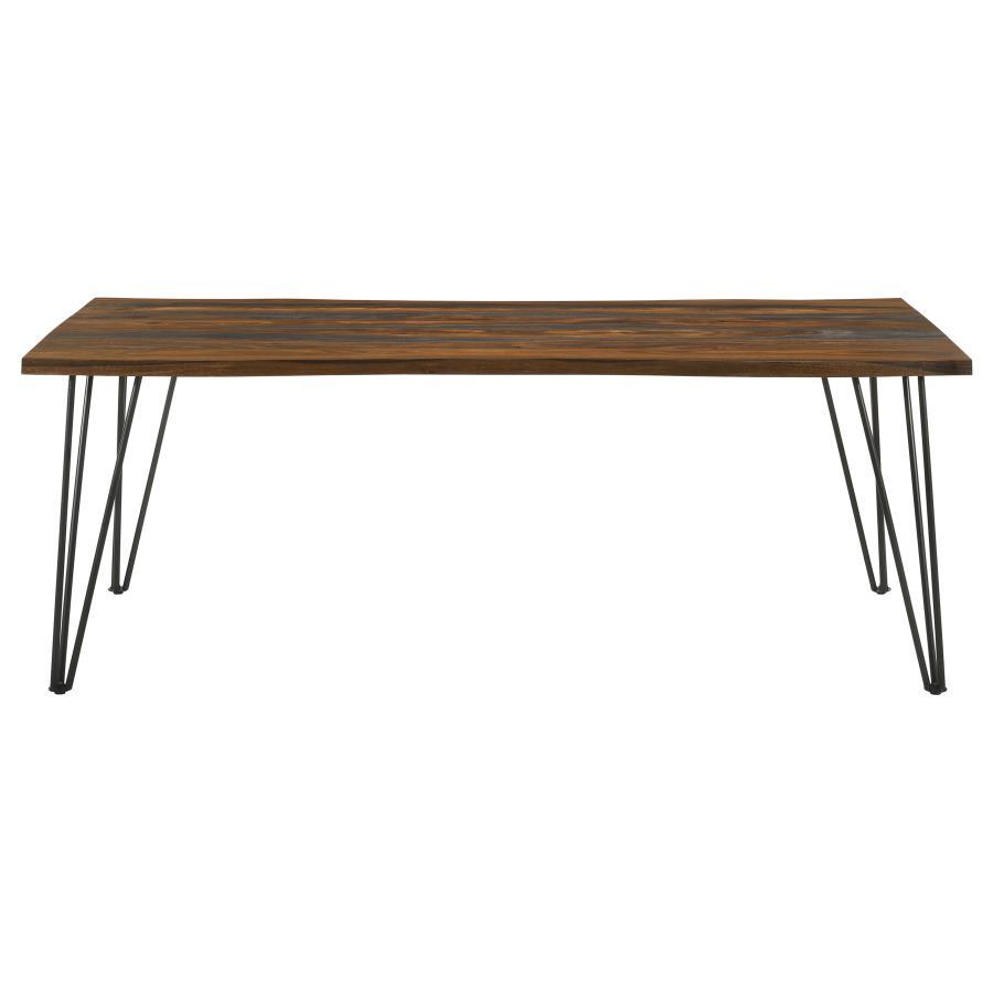 Neve - Live-Edge Dining Table With Hairpin Legs - Sheesham Grey and Gunmetal