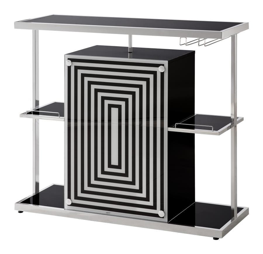 Zinnia - 2-Tier Bar Unit - Glossy Black and White