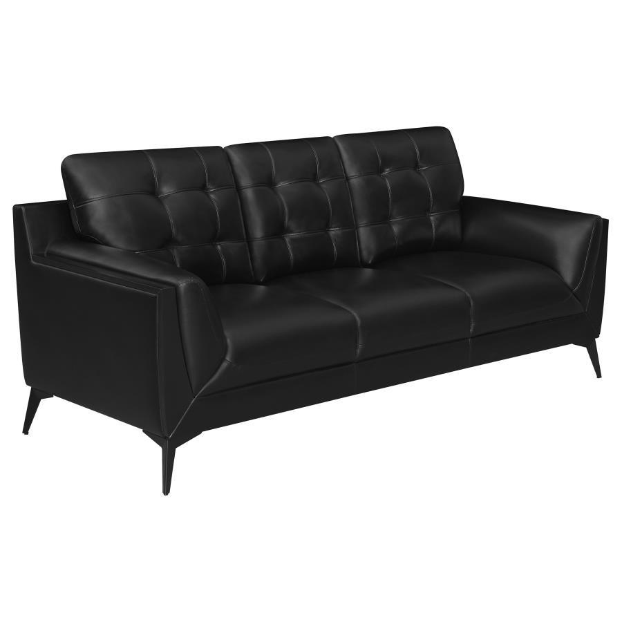 Moira - 3-Piece Upholstered Tufted Living Room Set With Track Arms - Black