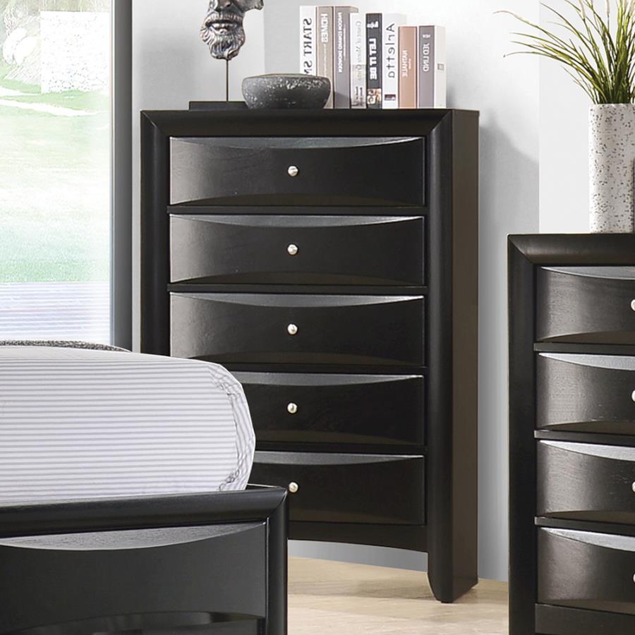 Briana - Rectangular 5-Drawer Chest - Black