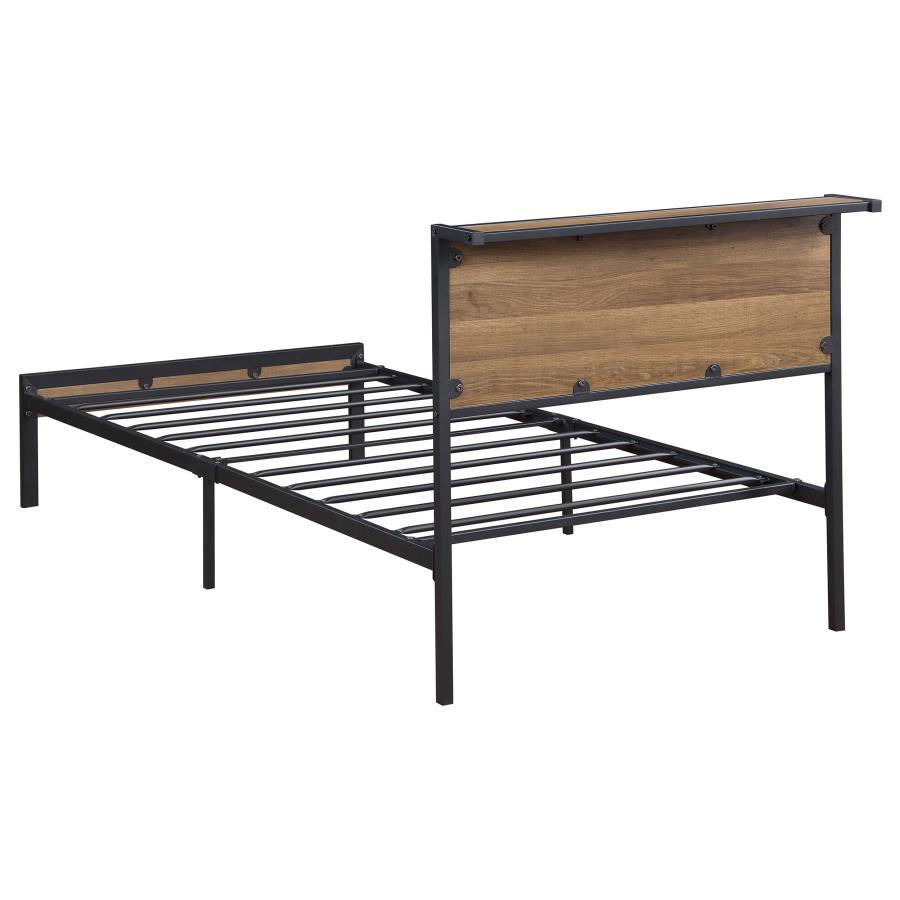Ricky - Twin Platform Bed - Light Oak And Black