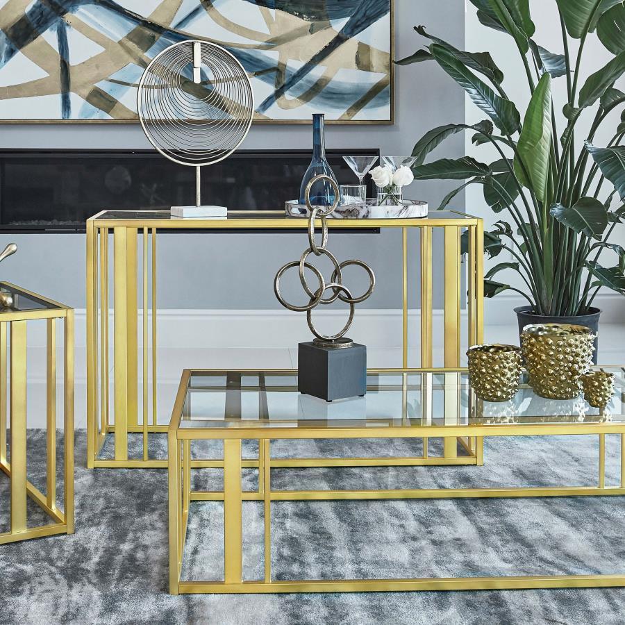 Adri - Metal Frame Sofa Table - Matte Brass