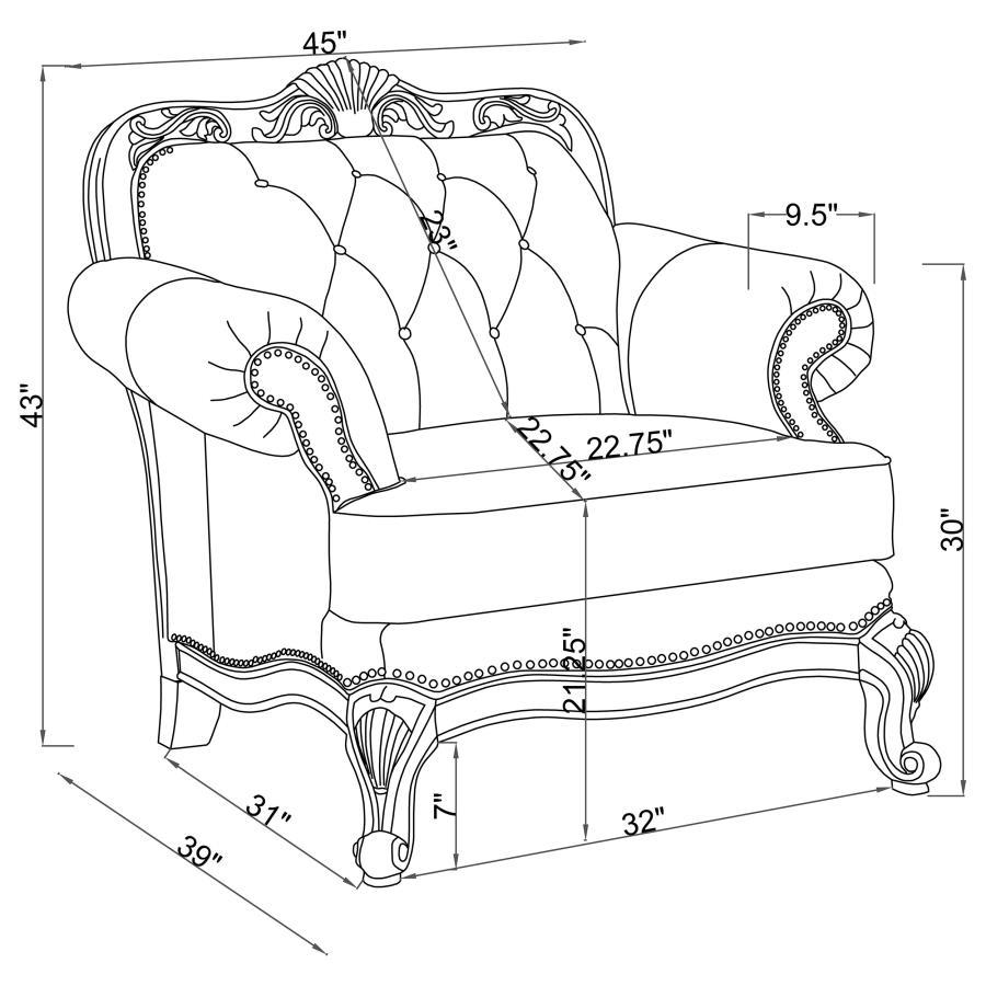 Victoria - Rolled Arm Chair - Tri-Tone and Brown