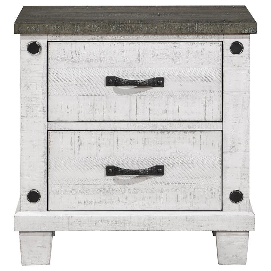 Lilith - 2-Drawer Nightstand - Distressed Grey And White