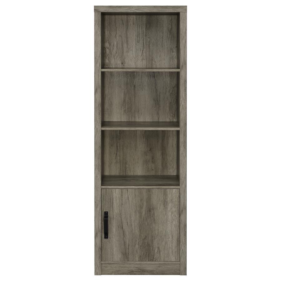 Burke - 3-Shelf Media Tower With Storage Cabinet - Grey Driftwood