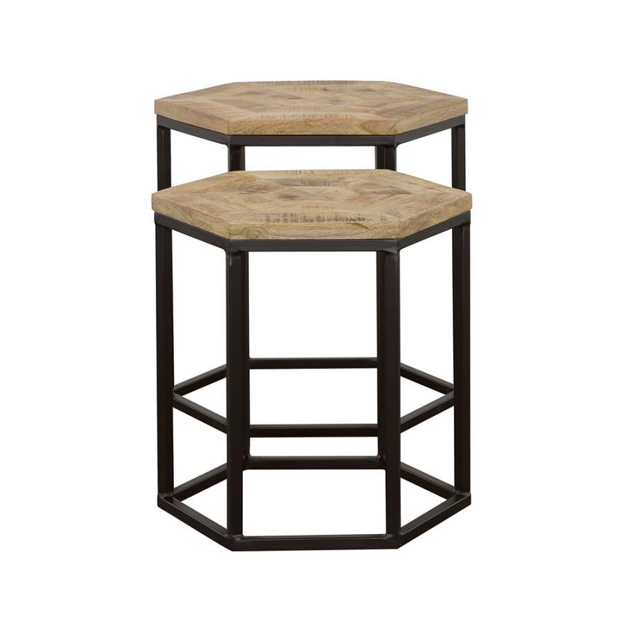 Adger - 2-Piece Hexagon Nesting Tables - Natural and Black