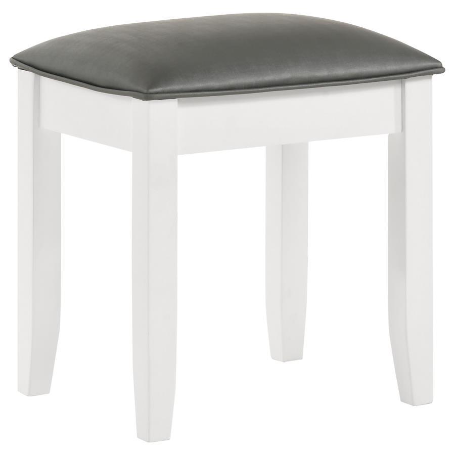 Barzini - Upholstered Vanity Stool - Metallic and White