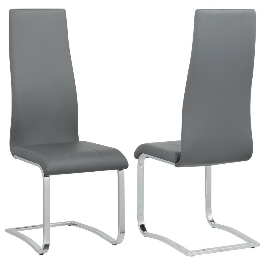 Montclair - Upholstered High Back Side Chairs (Set of 4) - Grey and Chrome